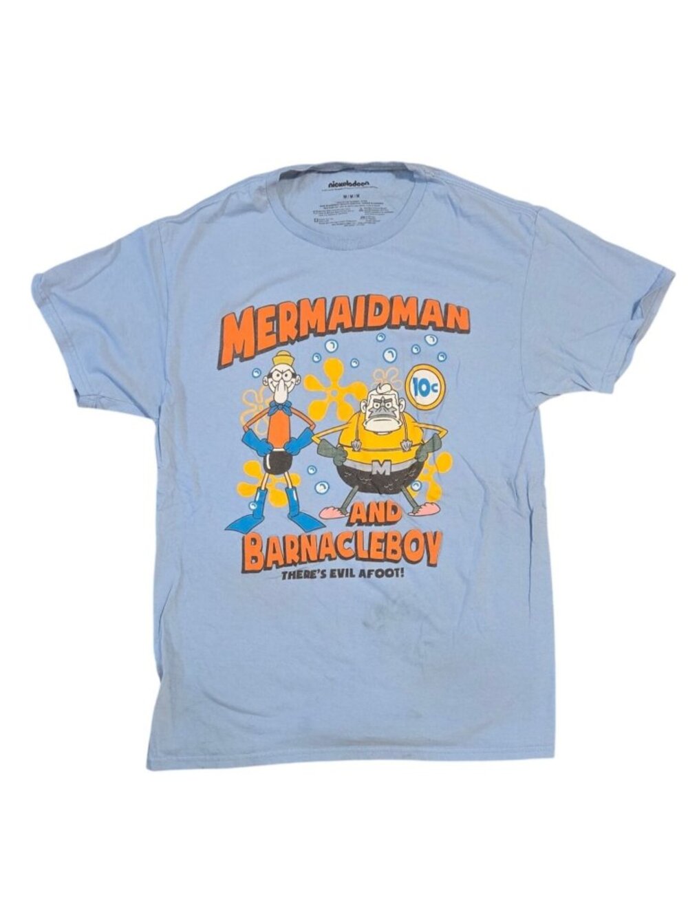 Nickelodeon SpongeBob SquarePants Mermaidman & Barnacleboy T-Shirt M AS IS